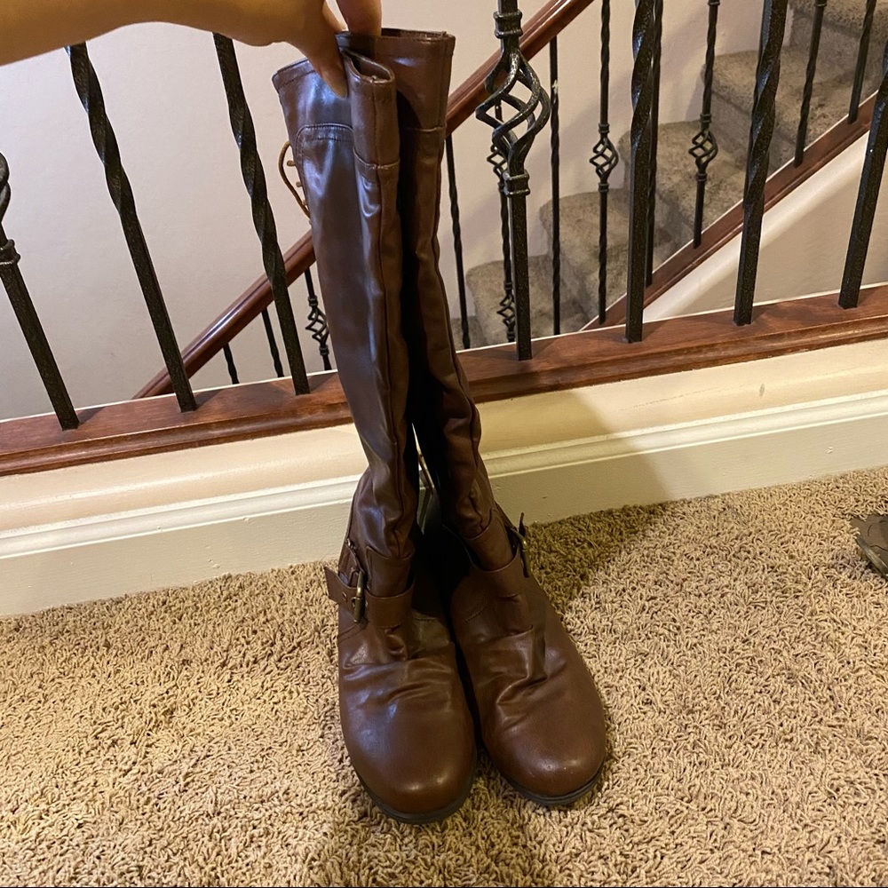 Brown knee high boots